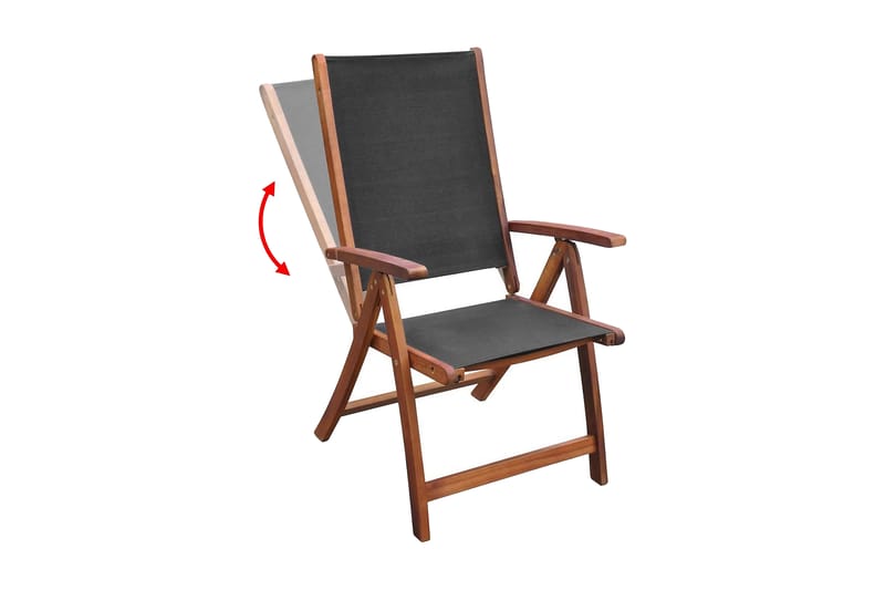 Foldbare Havestole 2 Stk. Massivt Akacietræ Og Textilene - Sort - Havemøbler - Havestole - Positionsstole