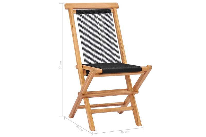 Foldbare Havestole 2 stk. Massivt Teaktræ Og Reb - Brun - Positionsstole