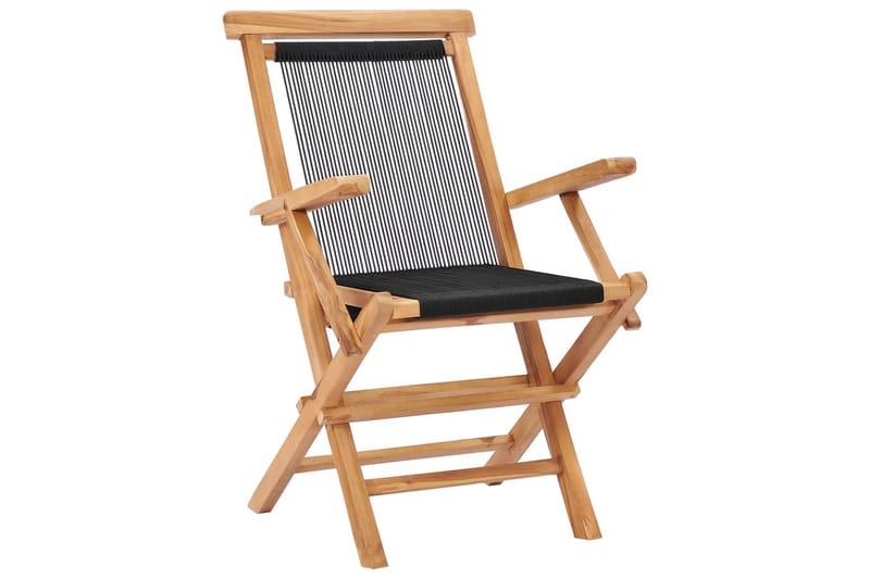 Foldbare Havestole 2 stk. Massivt Teaktræ Og Reb - Brun - Havemøbler - Havestole - Positionsstole