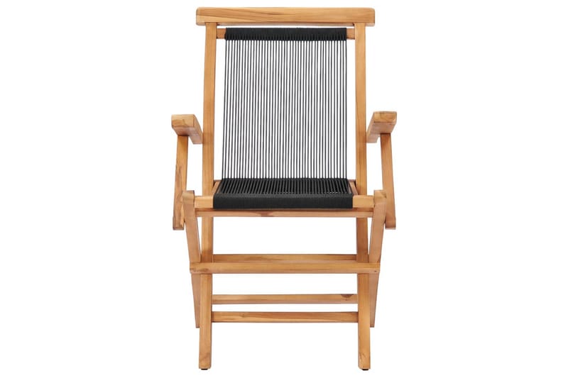 Foldbare Havestole 2 stk. Massivt Teaktræ Og Reb - Brun - Havemøbler - Havestole - Positionsstole