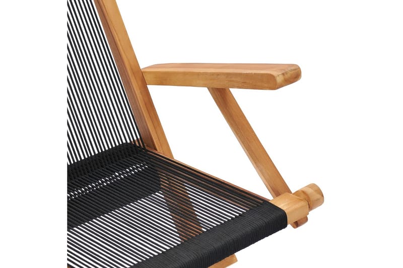 Foldbare Havestole 2 stk. Massivt Teaktræ Og Reb - Brun - Havemøbler - Havestole - Positionsstole