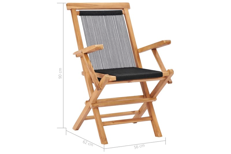 Foldbare Havestole 2 stk. Massivt Teaktræ Og Reb - Brun - Havemøbler - Havestole - Positionsstole