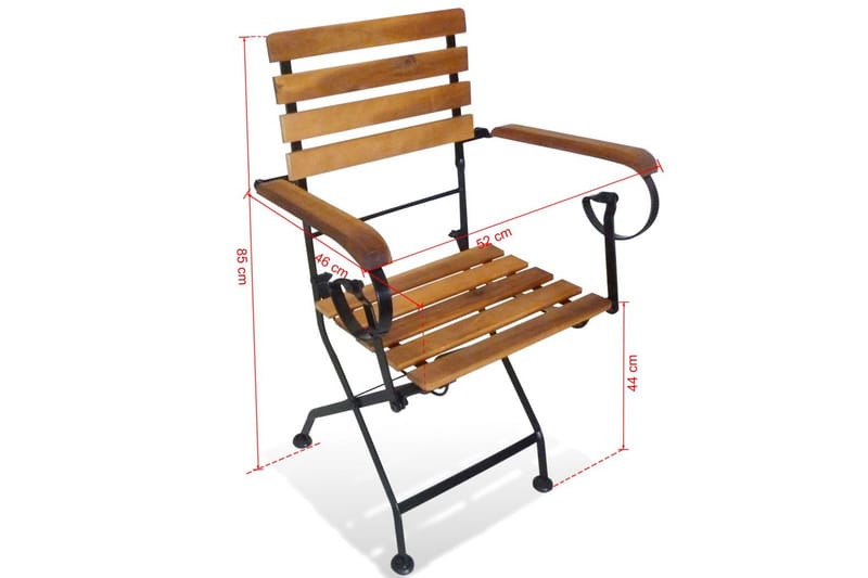 Foldbare Havestole 2 Stk. Stål Og Massivt Akacietræ - Brun - Positionsstole