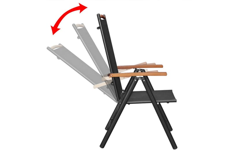 Foldbare Havestole 4 Stk. Aluminium Og Textilene Sort - Sort - Havemøbler - Havestole - Positionsstole