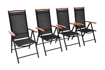 Foldbare Havestole 4 Stk. Aluminium Og Textilene Sort - Sort - Havemøbler - Havestole - Positionsstole