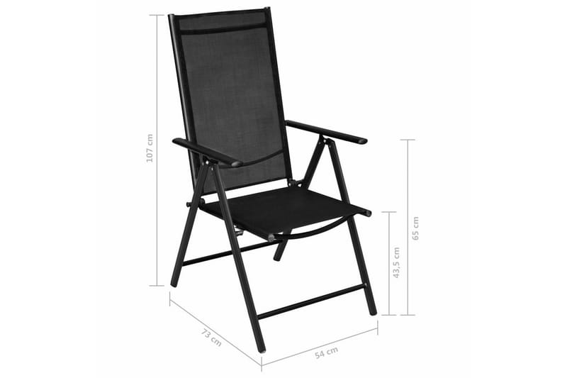 Foldbare Havestole 4 Stk. Aluminium Og Textilene Sort - Sort - Positionsstole