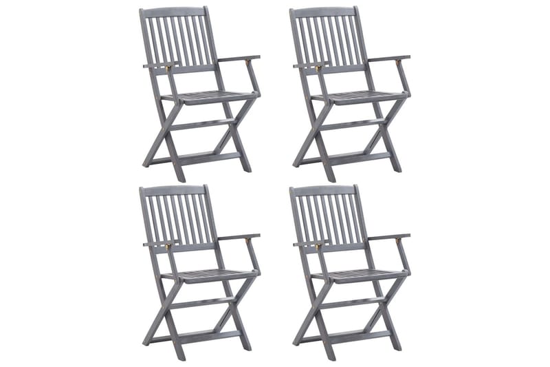 foldbare havestole 4 stk. massivt akacietræ - Brun - Havemøbler - Havestole - Positionsstole
