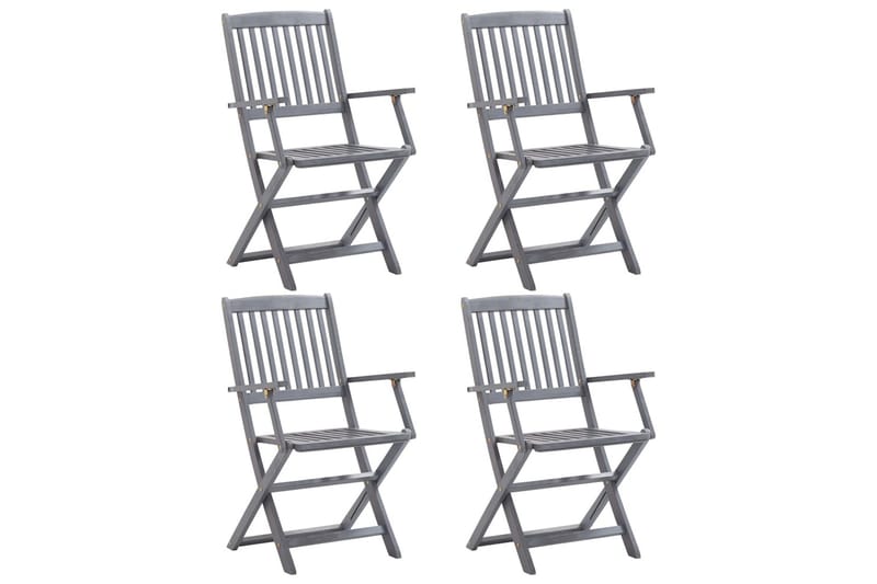 foldbare havestole 4 stk. massivt akacietræ - Brun - Positionsstole