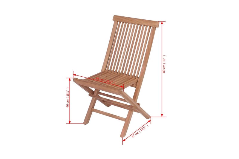 Foldbare Havestole 4 Stk. Massivt Teaktræ - Brun - Havemøbler - Havestole - Positionsstole