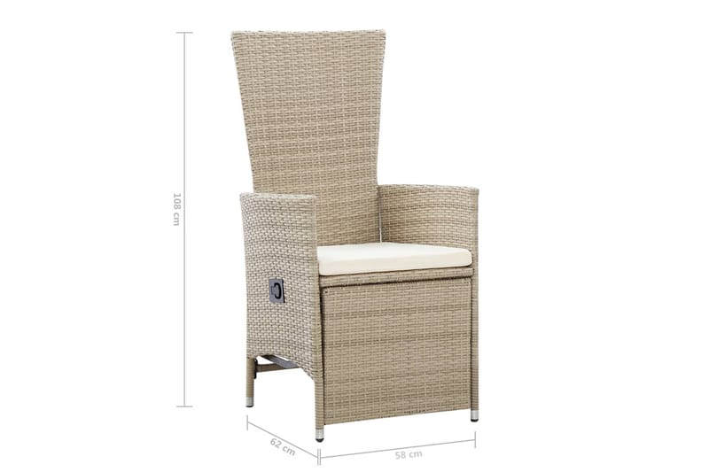 Havelænestole 2 stk. Med Hynder Polyrattan Beige - Beige - Positionsstole