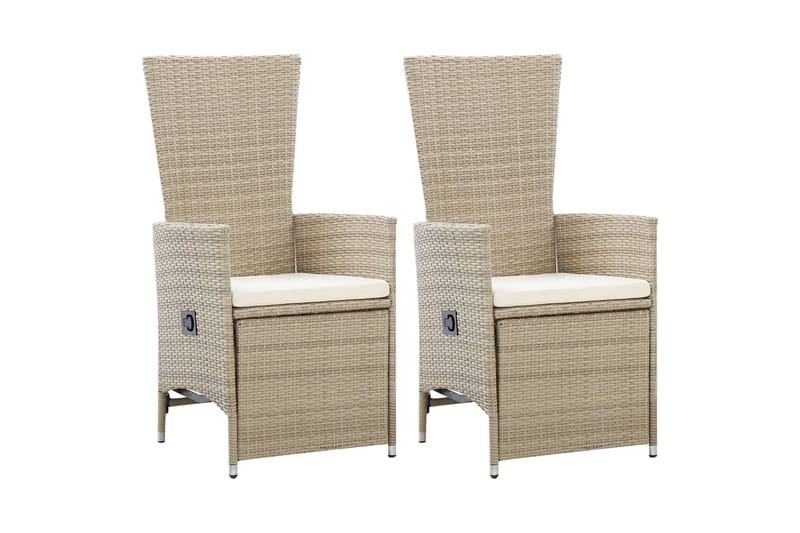 Havelænestole 2 stk. Med Hynder Polyrattan Beige - Beige - Havemøbler - Havestole - Positionsstole