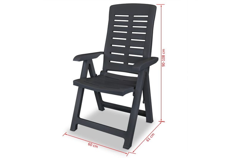 Havelænestole 4 Stk. Plastik Antracitgrå - Grå - Positionsstole