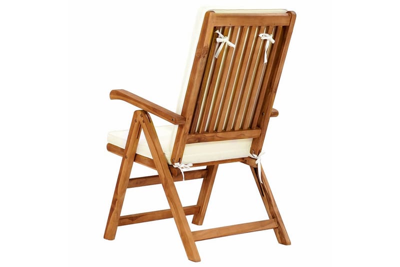 Havelænestole med Hynder 2 Stk. Massivt Teaktræ Cremefarvet - Creme - Positionsstole