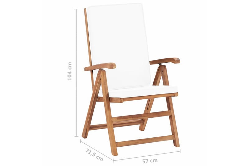 Havelænestole med Hynder 2 Stk. Massivt Teaktræ Cremefarvet - Creme - Positionsstole