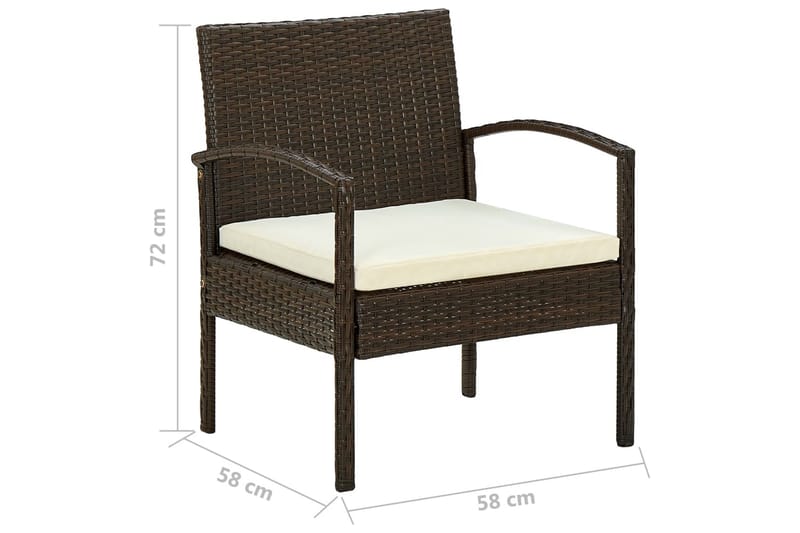 Havestol med hynde polyrattan brun - Brun - Havemøbler - Havestole - Positionsstole