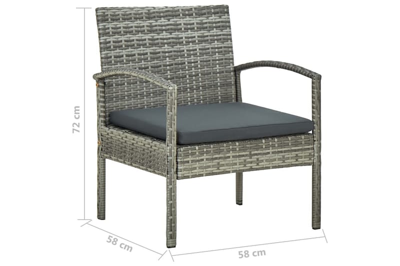 Havestol med hynde polyrattan grå - Grå - Positionsstole