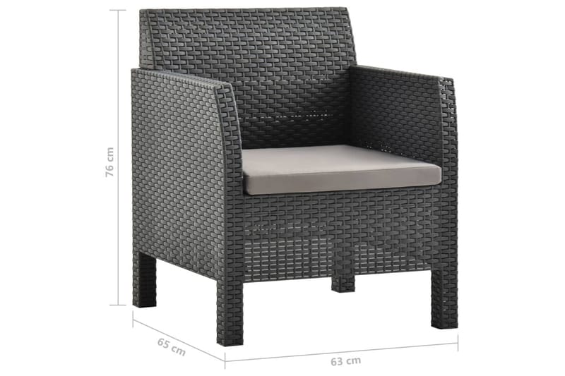Havestol med hynde pp antracitgrå - Antracit - Positionsstole