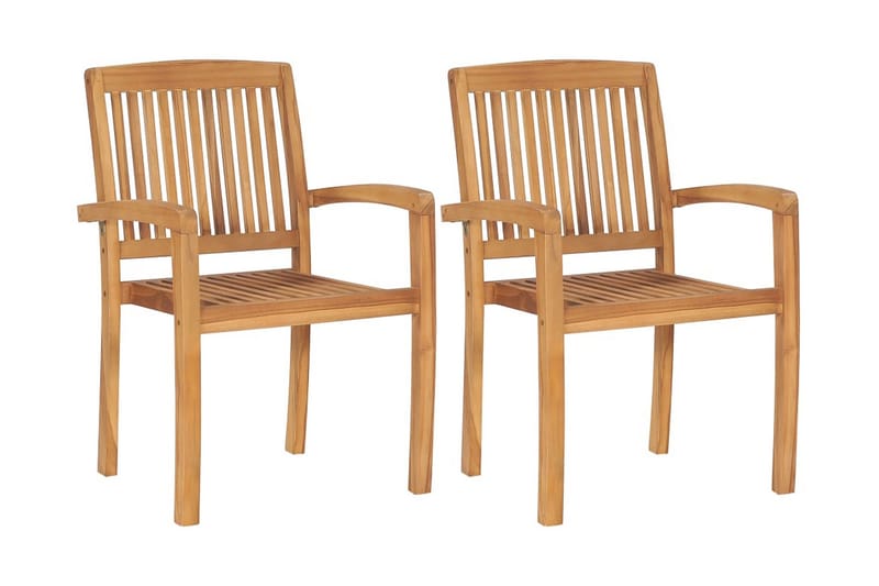 Havestole 2 stk. med cremefarvede hynder massivt teaktræ - Creme - Havemøbler - Havestole - Positionsstole