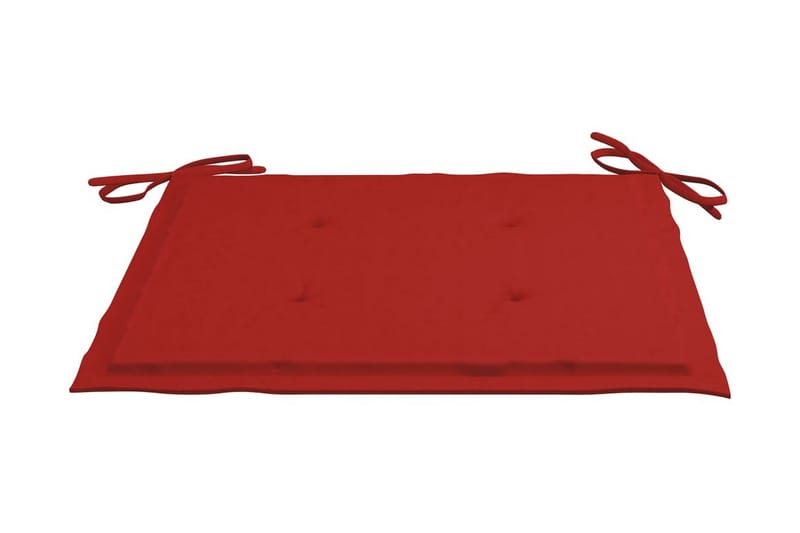 Havestole 2 stk. med røde hynder massivt teaktræ - Rød - Positionsstole