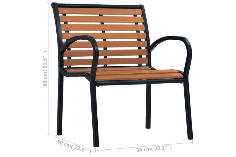 Havestole 2 stk. stål og wpc sort og brun - Sort - Positionsstole