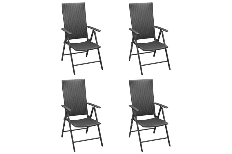 Havestole 4 stk. polyrattan sort - Sort - Havemøbler - Havestole - Positionsstole