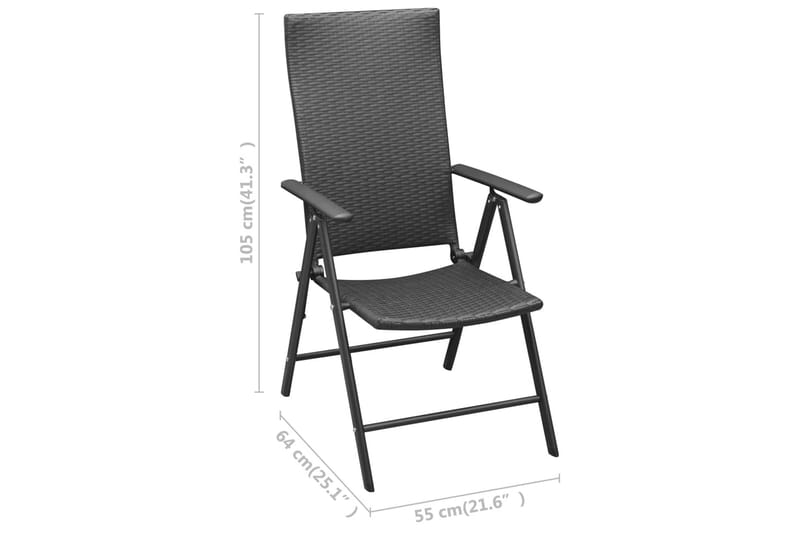 Havestole 4 stk. polyrattan sort - Sort - Havemøbler - Havestole - Positionsstole