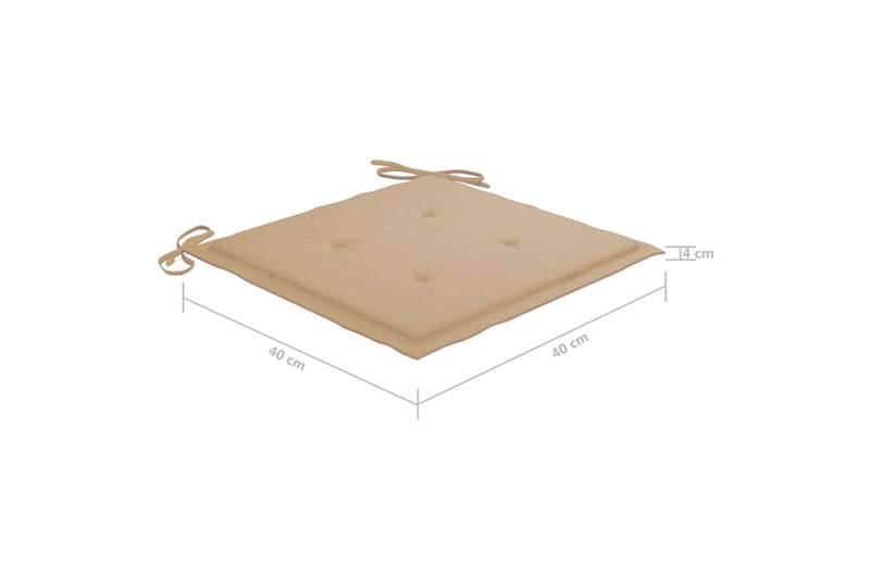 Havestole med beige hynder 4 stk. massivt teaktræ - Beige - Havemøbler - Havestole - Positionsstole