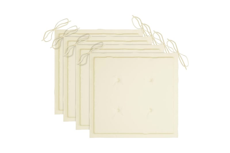 Havestole med cremefarvede hynder 3 stk. massivt teaktræ - Creme - Havemøbler - Havestole - Positionsstole