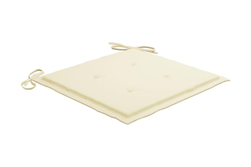 Havestole med cremefarvede hynder 3 stk. massivt teaktræ - Creme - Havemøbler - Havestole - Positionsstole