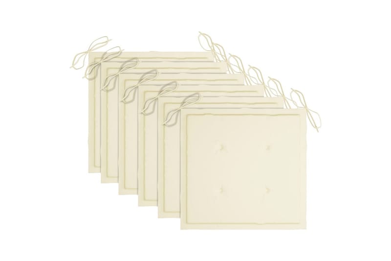 Havestole med cremefarvede hynder 6 stk. massivt teaktræ - Creme - Havemøbler - Havestole - Positionsstole