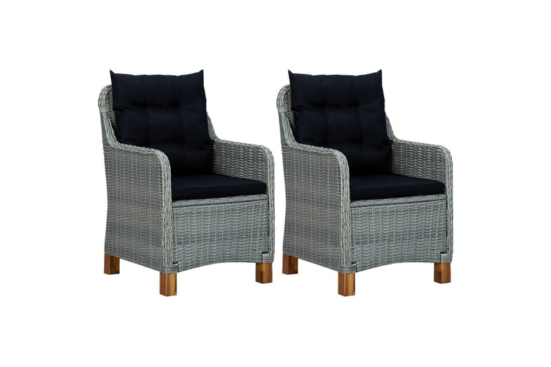 Havestole med hynder 2 stk. polyrattan lysegrå - Grå - Havemøbler - Havestole - Positionsstole