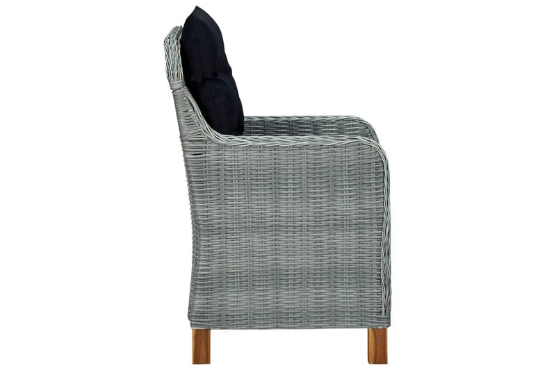 Havestole med hynder 2 stk. polyrattan lysegrå - Grå - Havemøbler - Havestole - Positionsstole