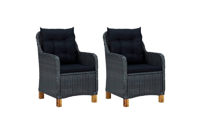 Havestole med hynder 2 stk. polyrattan mørkegrå - Grå - Havemøbler - Havestole - Positionsstole