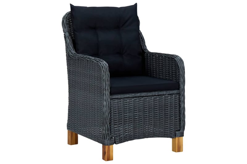 Havestole med hynder 2 stk. polyrattan mørkegrå - Grå - Havemøbler - Havestole - Positionsstole