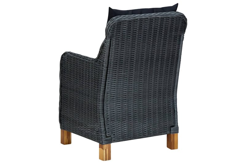 Havestole med hynder 2 stk. polyrattan mørkegrå - Grå - Positionsstole