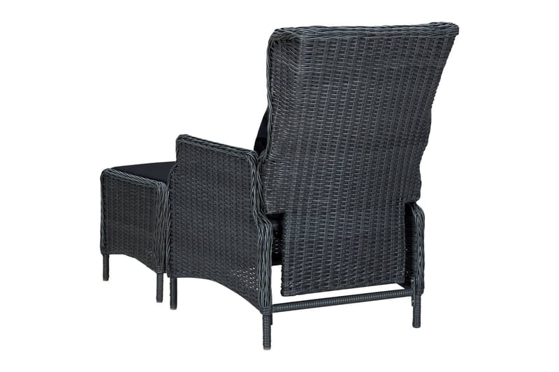 Lænestol til haven med fodskammel polyrattan mørkegrå - Grå - Positionsstole