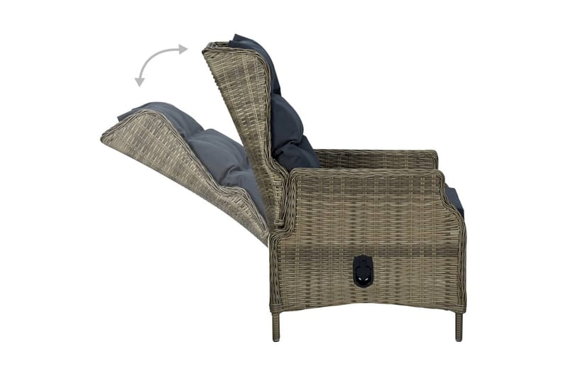lænestol til haven med hynder polyrattan brun - Brun - Positionsstole