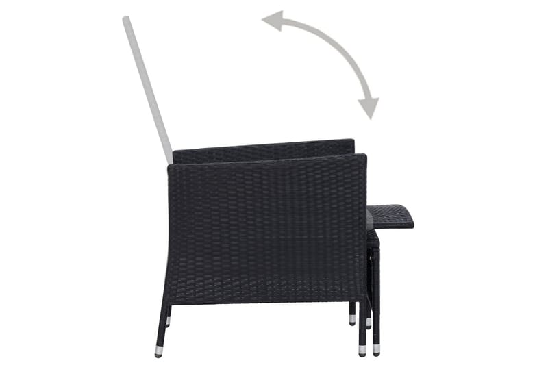 Lænestol til haven med hynder polyrattan sort - Sort - Positionsstole