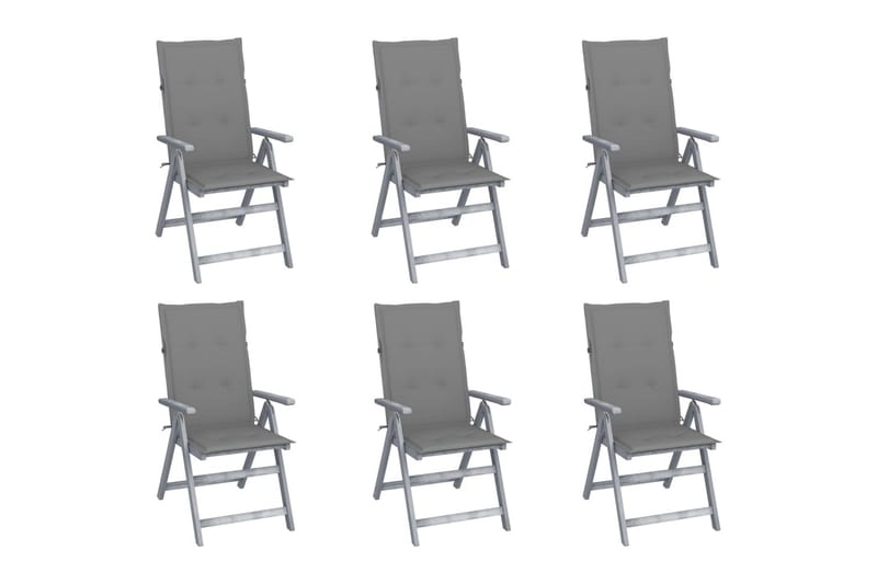 Lænestole Til Haven 6 Stk. Med Hynder massivt Akacietræ - Grå - Positionsstole