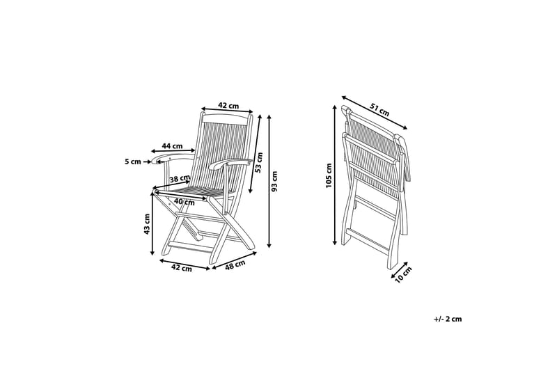 Lahaina Stol 2 stk med Hynde - Natur/Beige/Akacie - Positionsstole