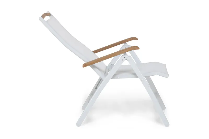 Las Vegas Positionsstol Udendørs - Hvid/Teak - Havemøbler - Havestole - Positionsstole