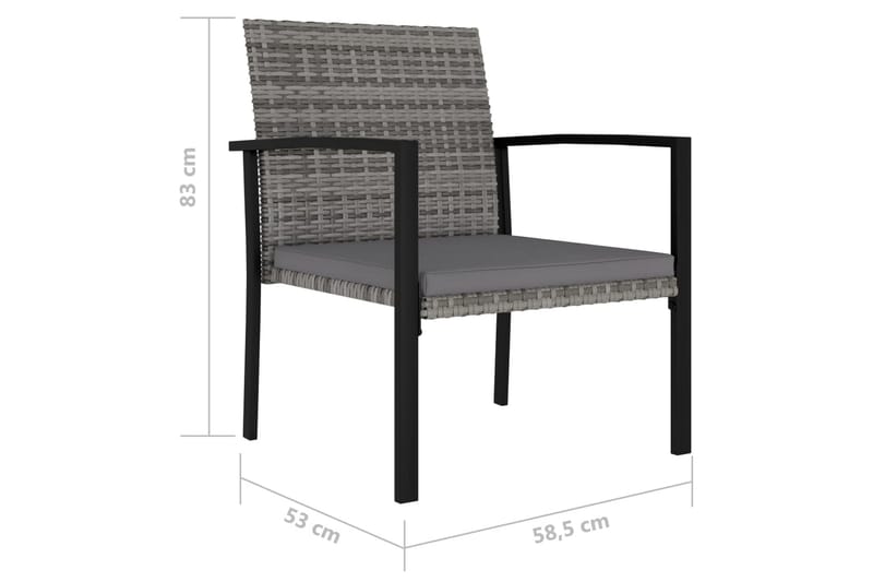 Spisebordsstole til haven 4 stk. polyrattan grå - Grå - Positionsstole