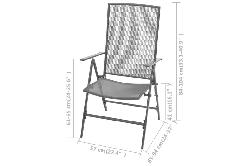 Stabelbare Havestole 2 Stk. Stål Grå - Grå - Positionsstole