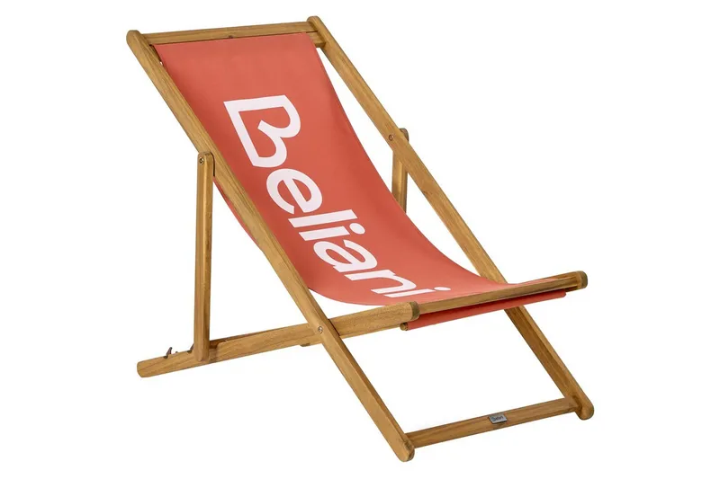 Sammenklappelig dækstol Anzio - Rødt, lyst træ - Havemøbler - Havestole - Solstole