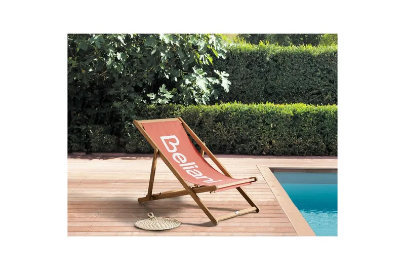 Sammenklappelig dækstol Anzio - Rødt, lyst træ - Havemøbler - Havestole - Solstole