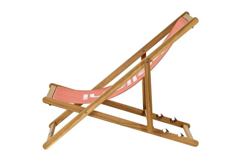 Sammenklappelig dækstol Anzio - Rødt, lyst træ - Havemøbler - Havestole - Solstole