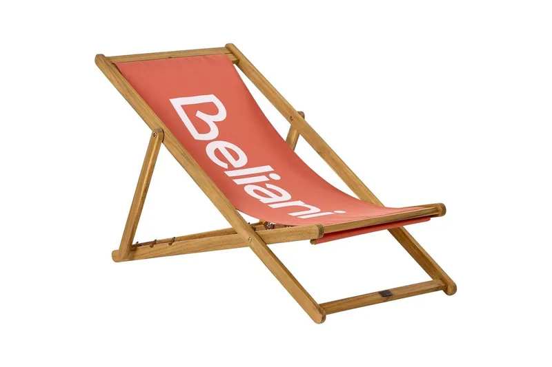 Sammenklappelig dækstol Anzio - Rødt, lyst træ - Havemøbler - Havestole - Solstole