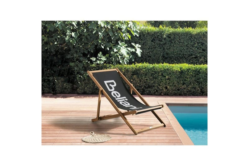 Sammenklappelig dækstol Anzio - Sort, lyst træ - Havemøbler - Havestole - Solstole