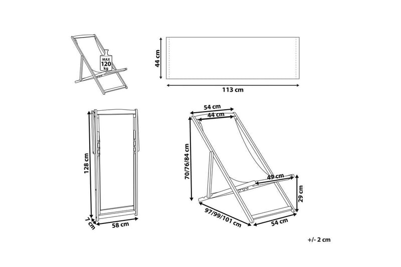 Sammenklappelig dækstol Anzio - Sort, lyst træ - Havemøbler - Havestole - Solstole