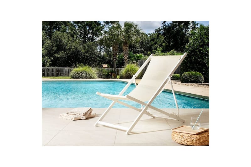 Sammenklappelig liggestol Locri II - Beige, hvid - Havemøbler - Havestole - Solstole